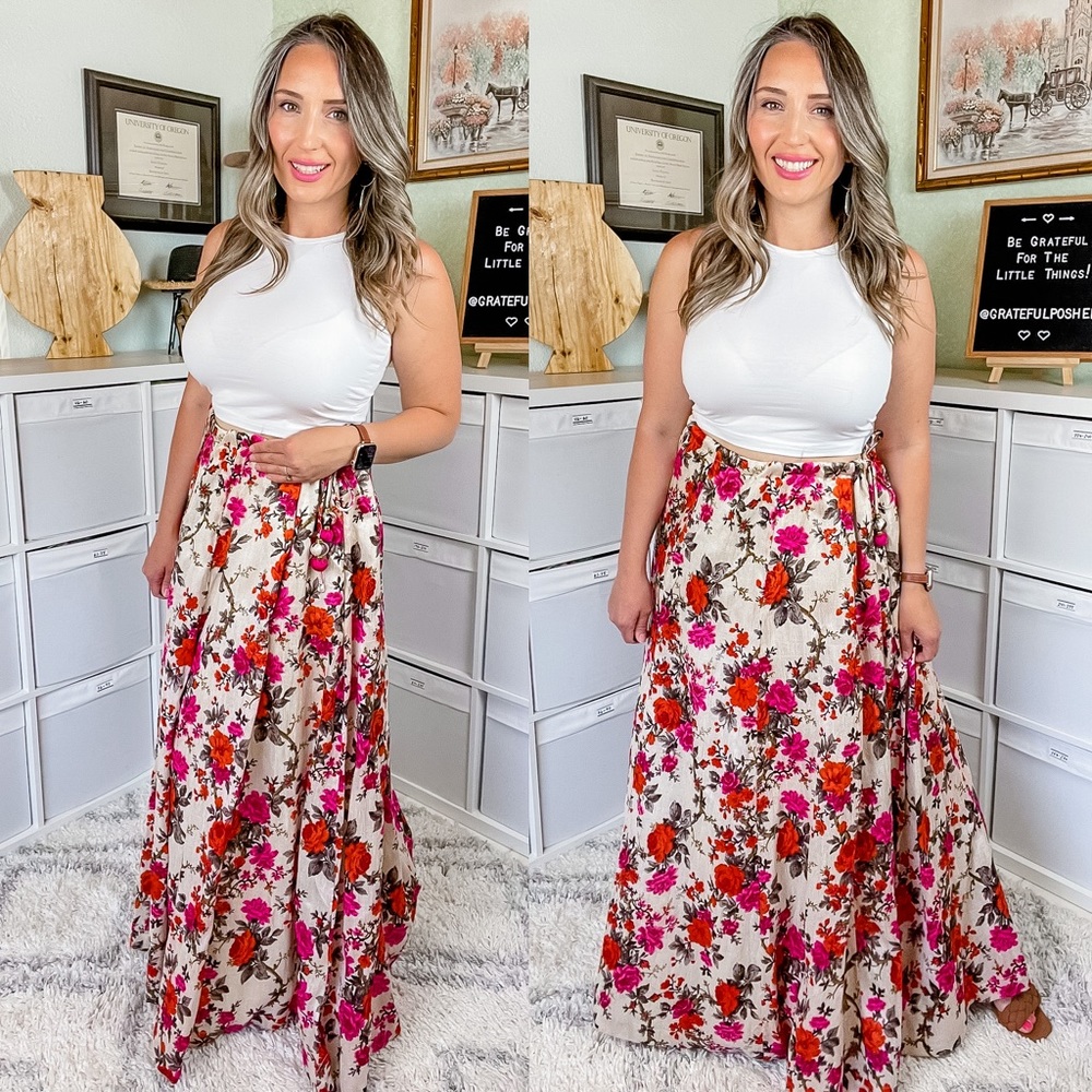 Full Floral Maxi Skirt with Sinch Waist Size Medium to XL